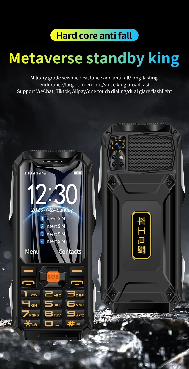 YEEMI Q9 GSM 4G Rugged Network Mobile Phone 2 SIM Cards Rugged Bar Cellphone 3.5Inch HD Display Big Battery Loud Voice Celulares