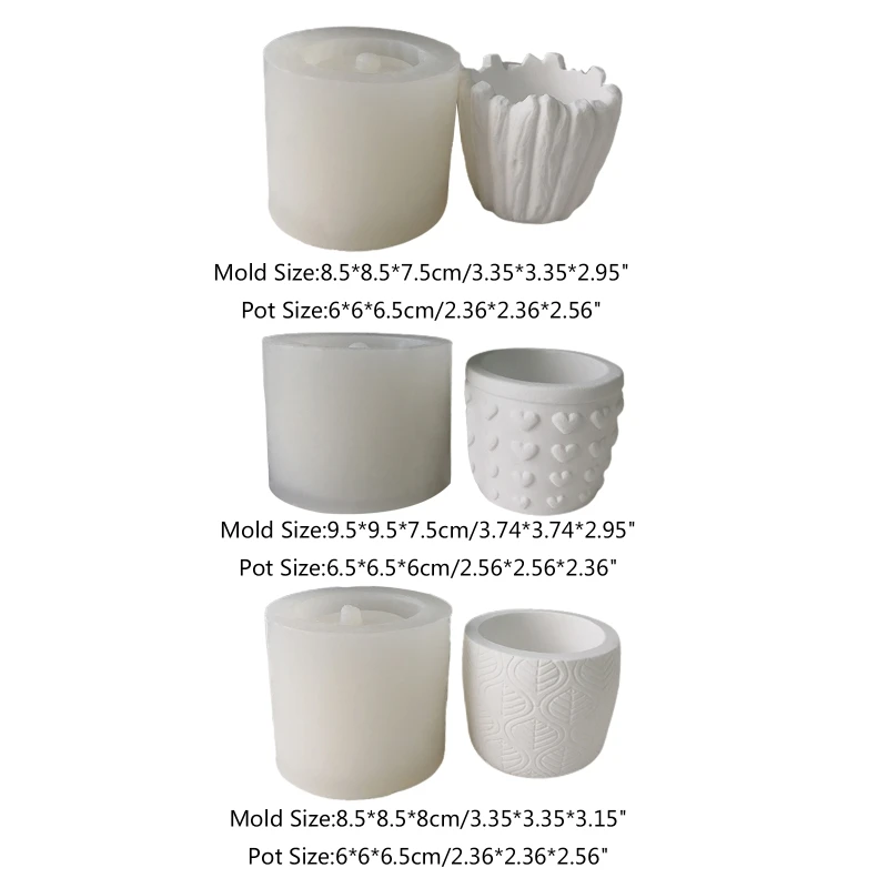 Y4QE Love Leaves Concrete Silicone Mold Succulent Flowerpot Clay Cement Plaster Mold