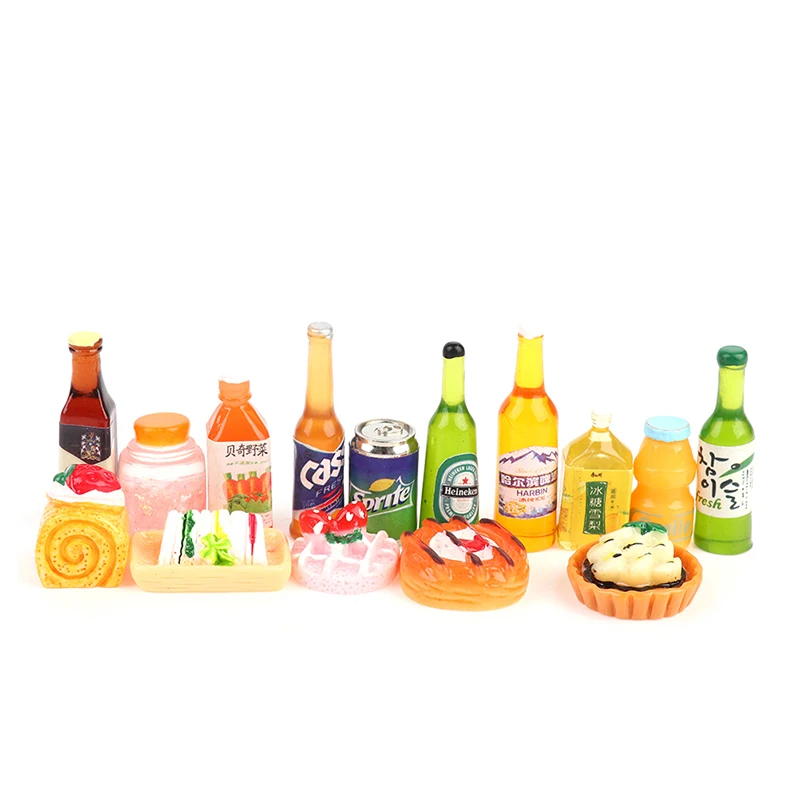1:12 Scale Cute Mini Dollhouse Miniature Drink Bottle Cake Desserts Bento Food 5PCS Pretend Play Food Toy Kitchen Accessories educational toys kitchen toys pretend kitchen toys pretend food toys