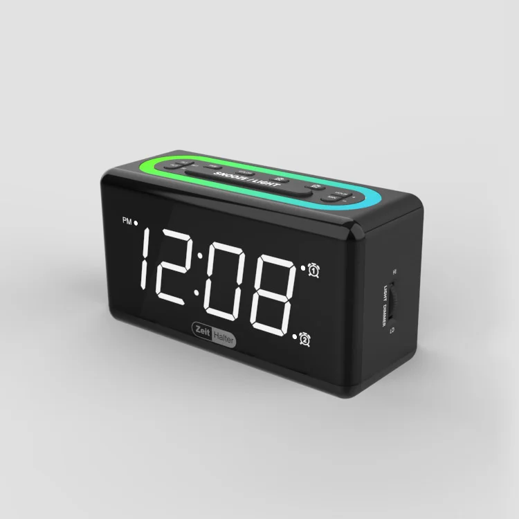 LED Table Clock7 Color Night Light Dimable Digital Dual Alarm Clock