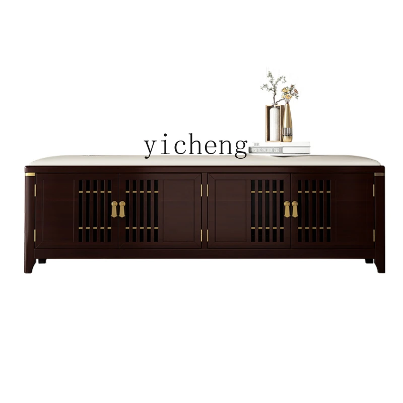 

X Solid Wood Shoe Changing Stool Storage Locker Footstool Entrance High-End Soft Padded Stool