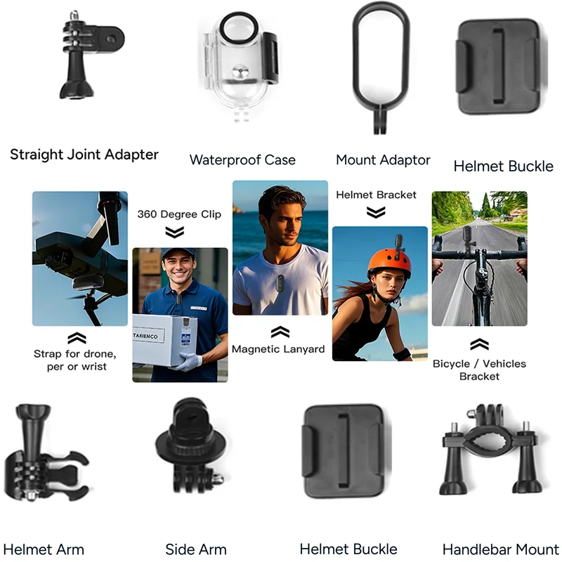 Mini caméra sport 360° HD 1080P étanche utilisée sous l'eau pour filmer une plongée.