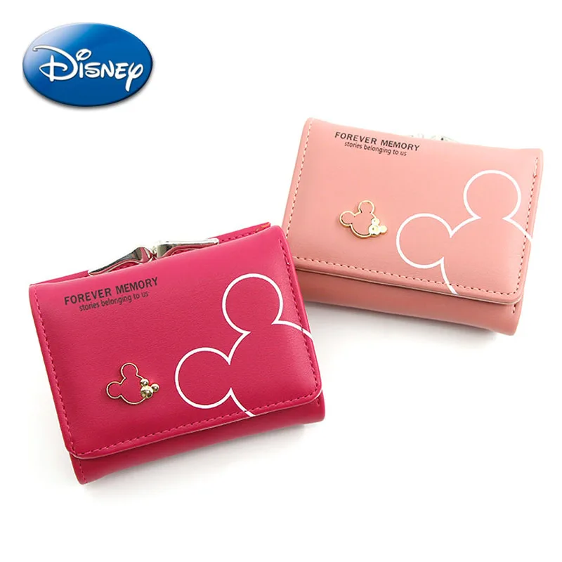Disney Mickey Mouse Cartoon Wallet for Women made of Polyurethane Leather, Small Women's Coin Wallet, Short Wallets for Girls, Trendy Accessories