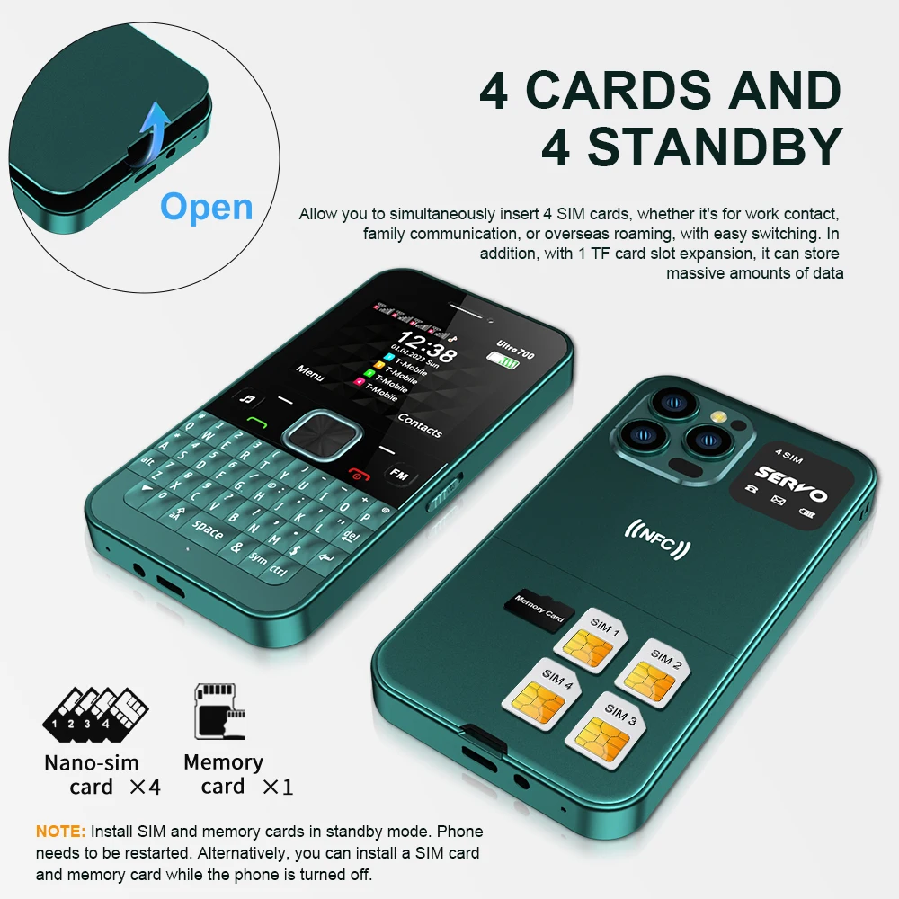 SERVO Ultra700 4 بطاقة SIM Qwerty الهاتف المحمول NFC التحكم في الوصول سرعة الاتصال الهاتفي القائمة السوداء TYPE-C GSM الخلوية لوحة المفاتيح الكاملة الهاتف المحمول 2 SERVO Ultra700 4 بطاقة SIM Qwerty الهاتف المحمول NFC التحكم في الوصول سرعة الاتصال الهاتفي القائمة السوداء TYPE-C GSM الخلوية لوحة المفاتيح الكاملة الهاتف المحمول 2