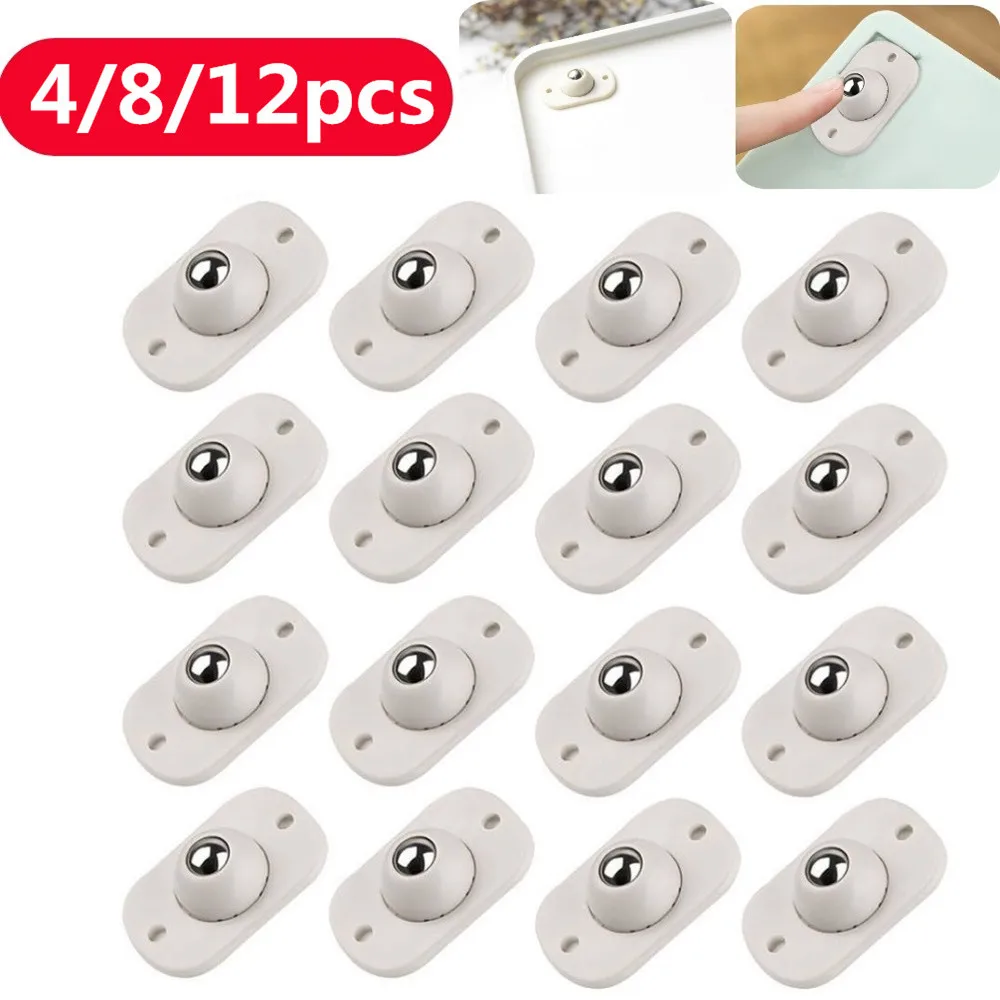 4/8/12Pcs Self Adhesive Furniture Casters Stainless Steel 360 Degree Rotation Paste Swivel Wheels Sticky Pulley