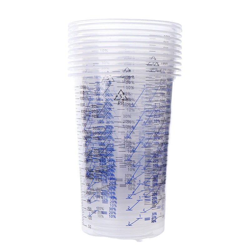 10 Pcs Paint Mixing Calibrated Cup Plastic Paint Mixing Cups 1000Ml Pots For Accurate Of Paints And Liquids