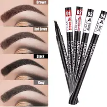 

Liquid Eyebrow Pen 4 Points Eyebrow Pen Waterproof Fork Tip Eyebrow Tattoo Pencil Long Lasting Fine Sketch Liquid Brow Pencil