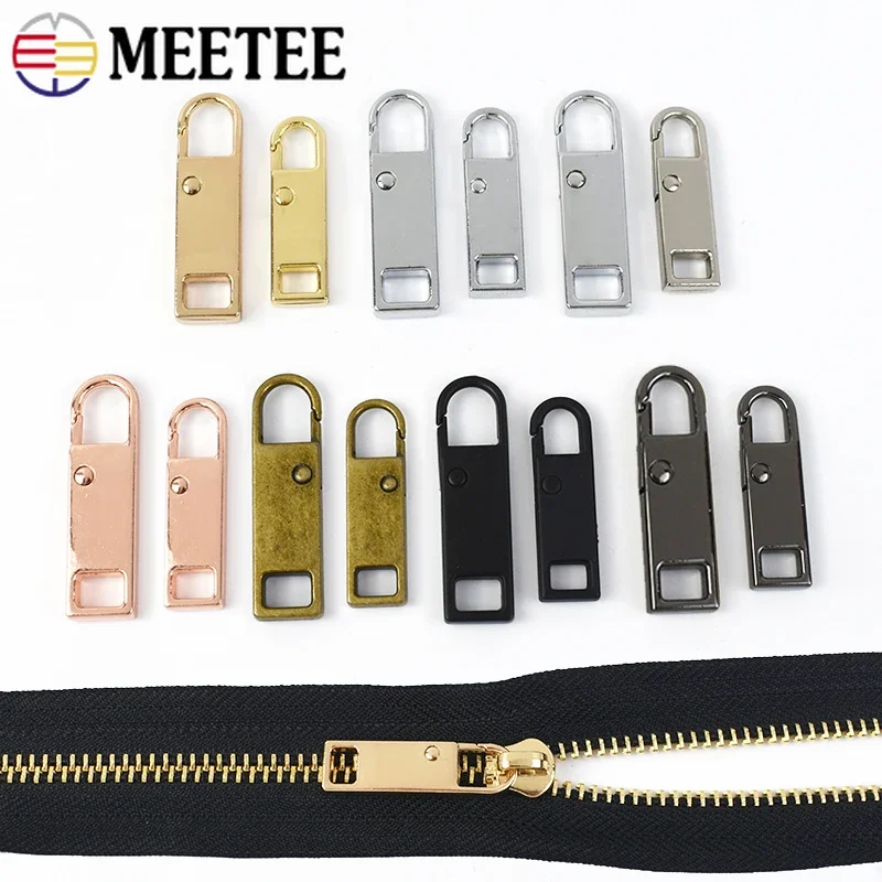 

5Pcs Meetee Metal Detachable Zipper Puller Tab Universal Replace Zip Head Spring Hook Jacket Zips Slider Repair Kits Accessories