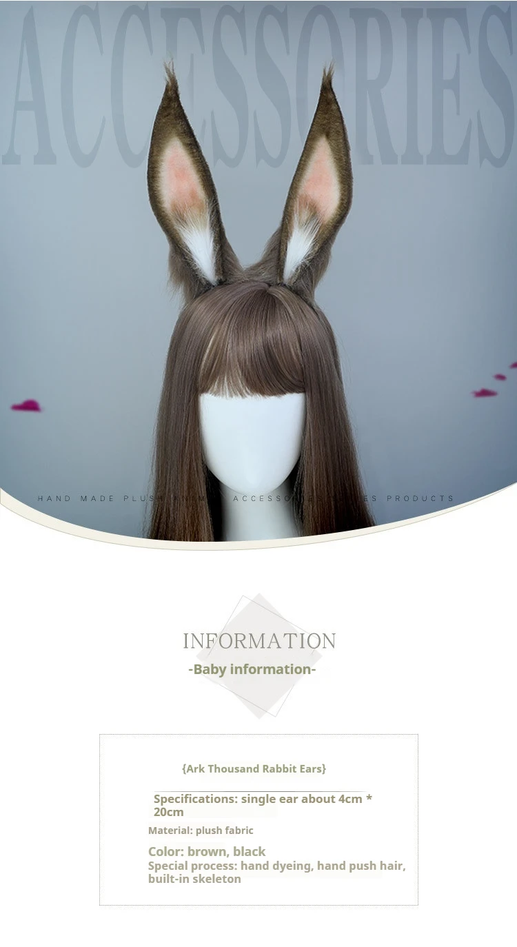 Hase Ohr Stirnband Cosplay Prop Plüsch Tier Kopfschmuck Einstellbare Kaninchen-Ohr Glatte Anime Expo Haar Zubehör Party Haarband – Detail 1