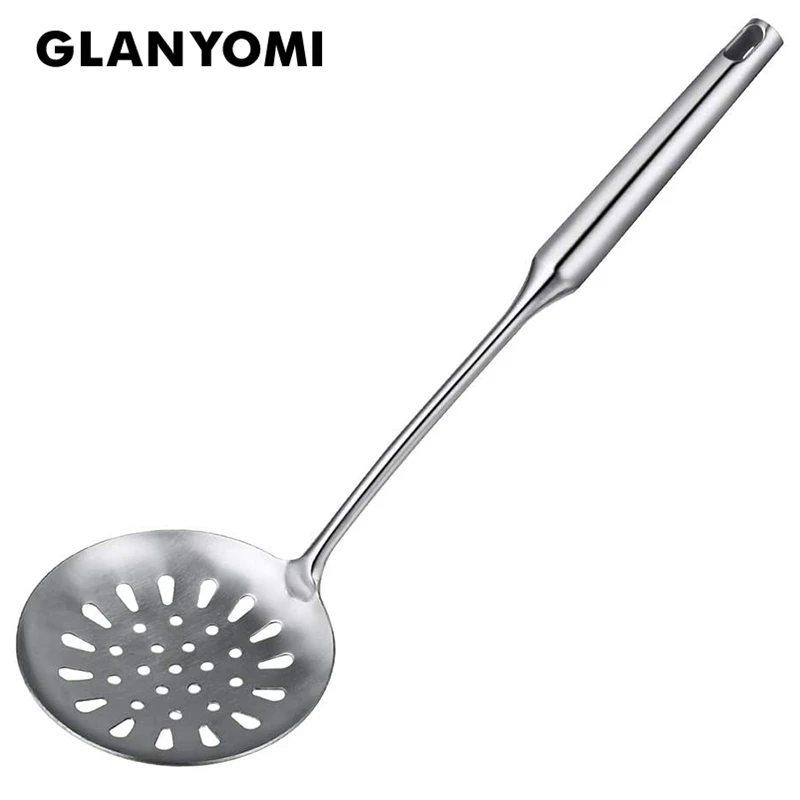 

15-Inch Stainless Steel Skimmer Strainer Ladle, Slotted Spoon for Kitchen Cooking, Draining & Frying