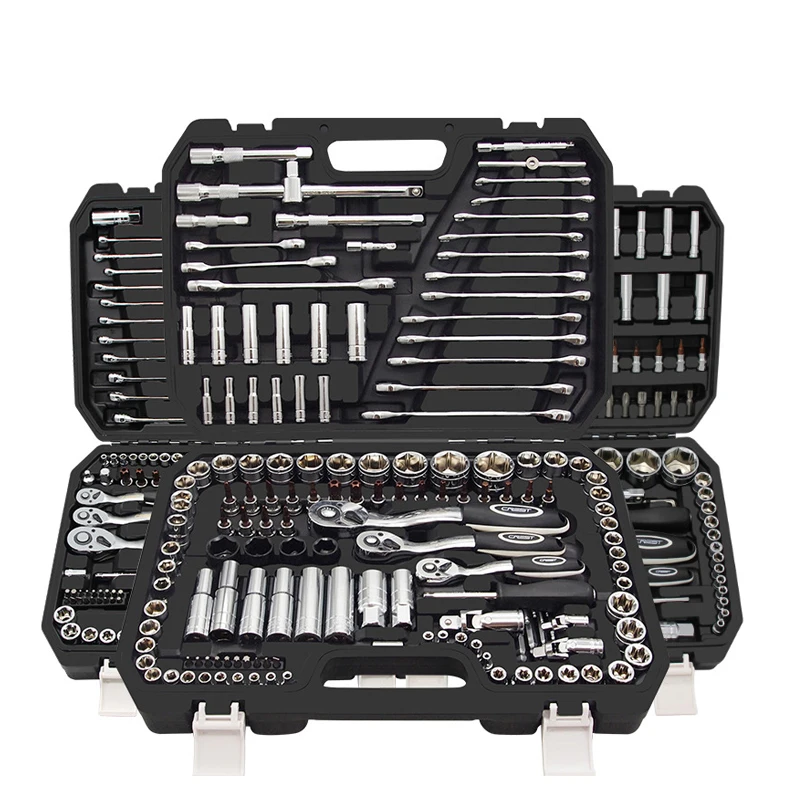 Auto Repair Hand Tool Set Home Machinery Tool Box 1/4 Inch Socket Wrench Set Ratchet Screwdriver Metal Painting 8*12inch
