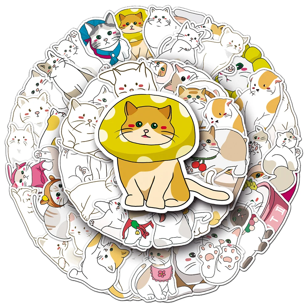 

10/30/50pcs Kawaii Creative Cat Cartoon Stickers Funny Animal Sticker Diary Scrapbooking Car Bike Stationery Decorative Decals