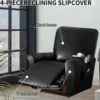 1/2/3 Seat Waterproof Recliner Sofa Cover PU Leather Armchair Cover Solid Color Elastic Relax Single Sofa Slipcovers Home Hotel 5