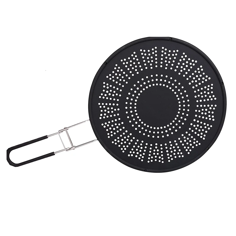 HOT-Silicone Splatter Screen-Multi Use Oil And Grease Shield Guard And Strainer With Handle For Easy Storage