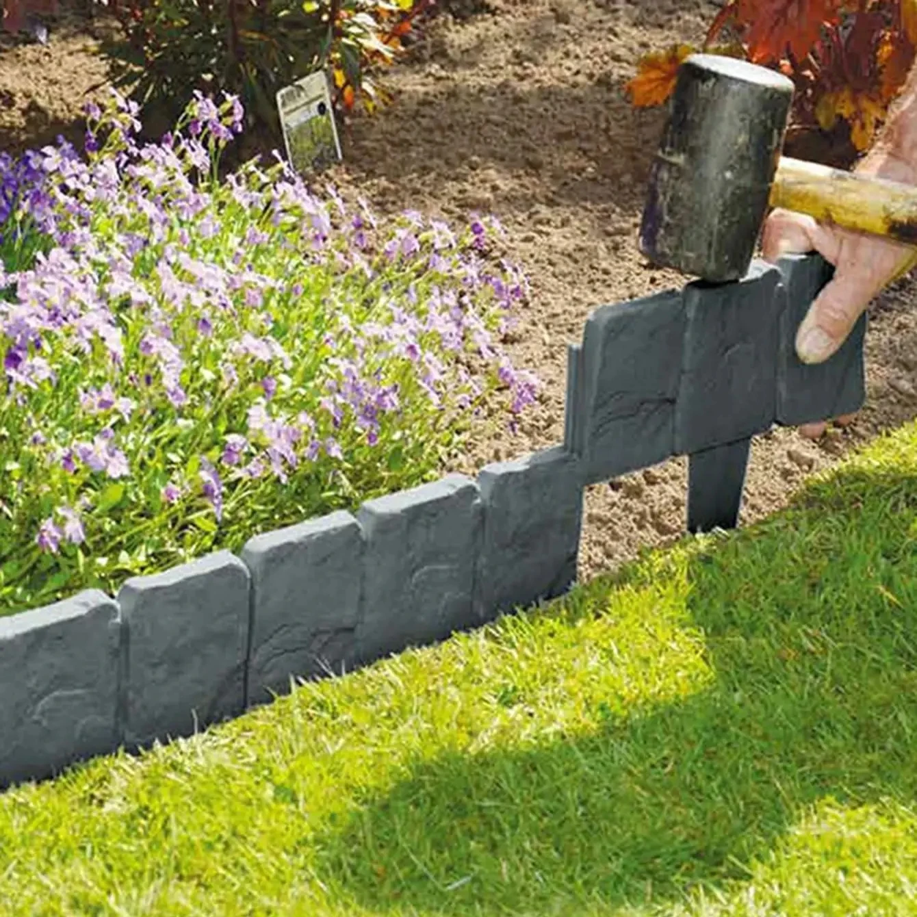 Garden PP Fence Edging,10Pcs Home Garden Border Edging Plastic Fence Stone DIY Yard Landscape Plant Fit for Lawn Yard Flow