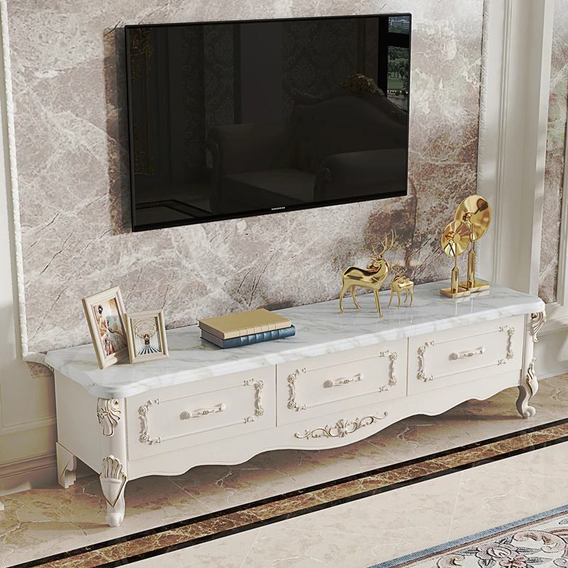 

European Style Modern TV Table Cabinet White Luxury Doors Drawer TV Table Tall Storage Muebles Salon Moderno Home Furniture