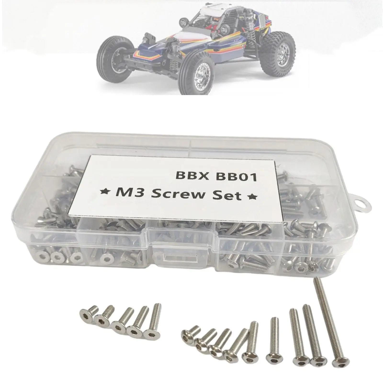 

Набор винтов 120x RC M3 с ящиком для хранения, запчасти для ремонта модели автомобиля RC, аксессуары для хобби RC, аксессуары «сделай сам» для модели автомобиля Bbx BB01 RC