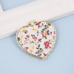 Vintage Foldable Heart-Shaped Compact Vanity Mirror (White-B)