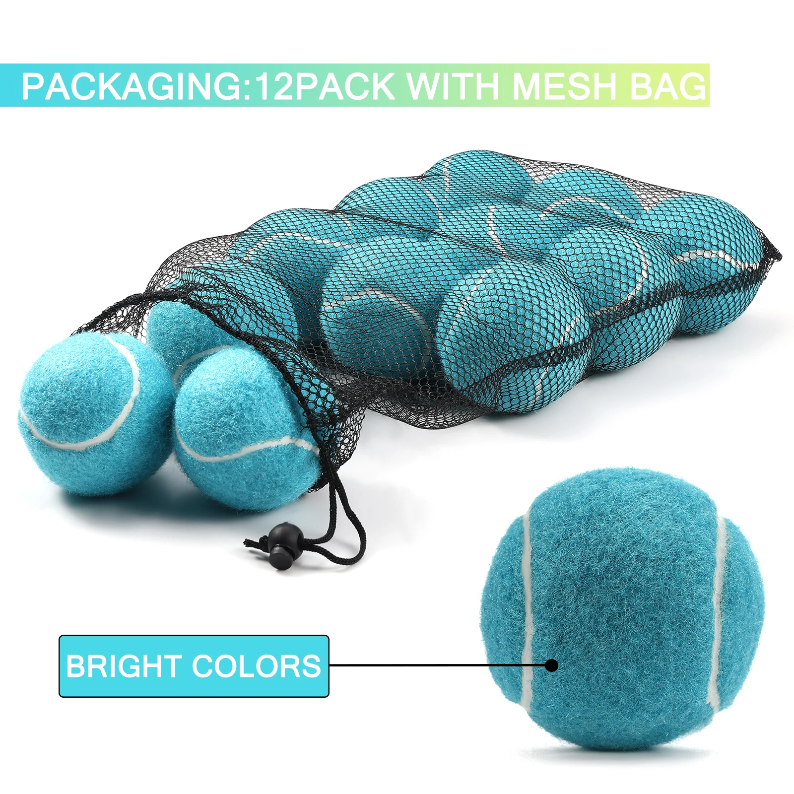 Tennis Balls 12pcs with Mesh Carry Bag