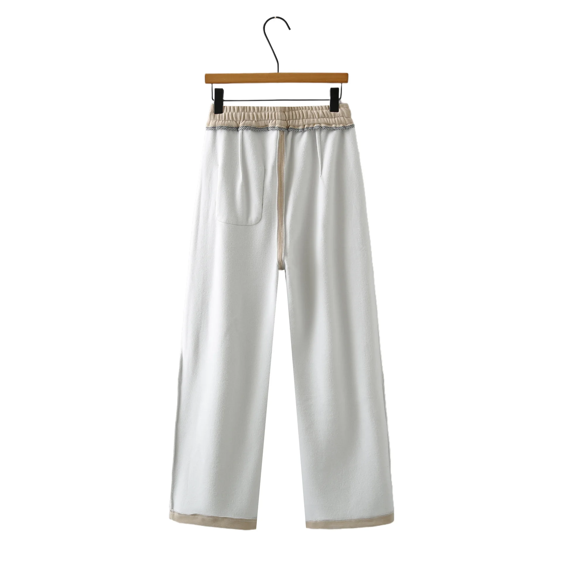 XXXXL Fashion Plus Size Women's Straight Leg Pants Autumn And Winter New Fleece Drawstring Elastic Waist Casual Trousers 808