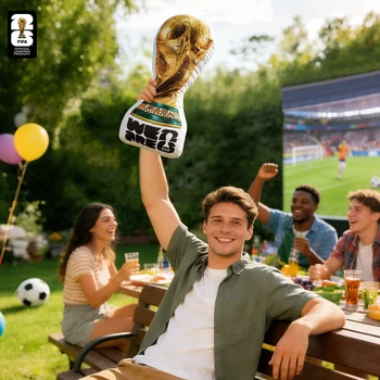 Officiële authentieke FIFA WK 2026 voetbal WK thema pluche trofee kussenset, multifunctioneel, 4 maten voetbalkussen 3