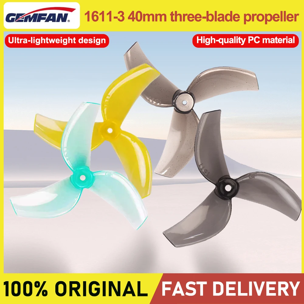 4 Pairs Gemfan Lightweight 40mm Three-Blade Propellers (1.5mm Hub)