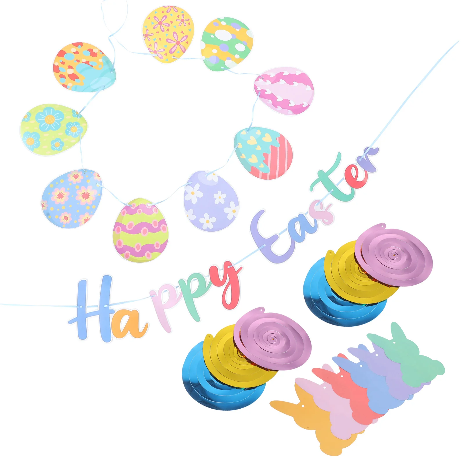 

1 Set of Hanging Easter Banner Easter Theme Scary Bunting Flag Party Decoration