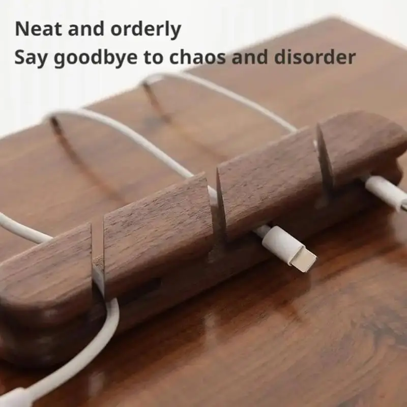 Solid Wood Desktop Cable and Headphone Organizer