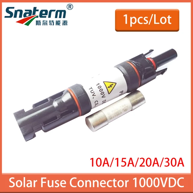 Fusible solaire Snaterm 10A 15A 20A 30A 1000V, fusible solaire PV MC Compatible DC à l'intérieur de la Protection du support étanche 1