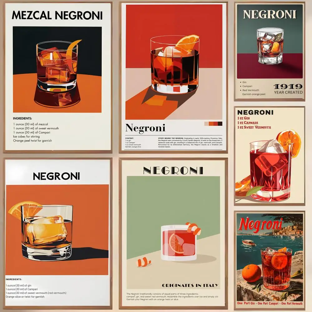 예쁜 N-Negroni 맥주 아트 포스터 방수 캔버스 주름 방지 벽 예술 거실 침..