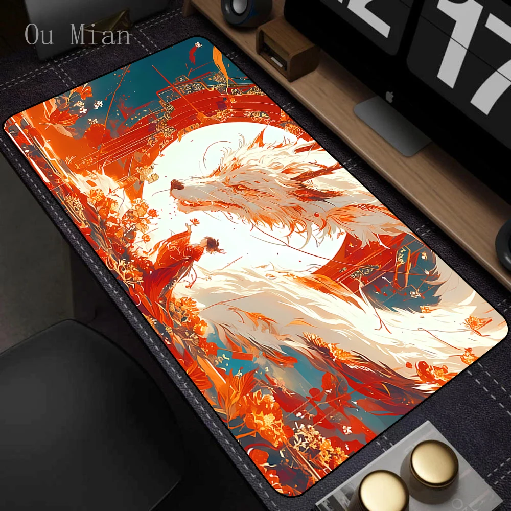XXL Large Mouse Mat Pink Fox Cute Mousepad HD Kawaii Game Desk Mats Diy MousePads Office Anti-slip Carpet Laptop Mice Pad