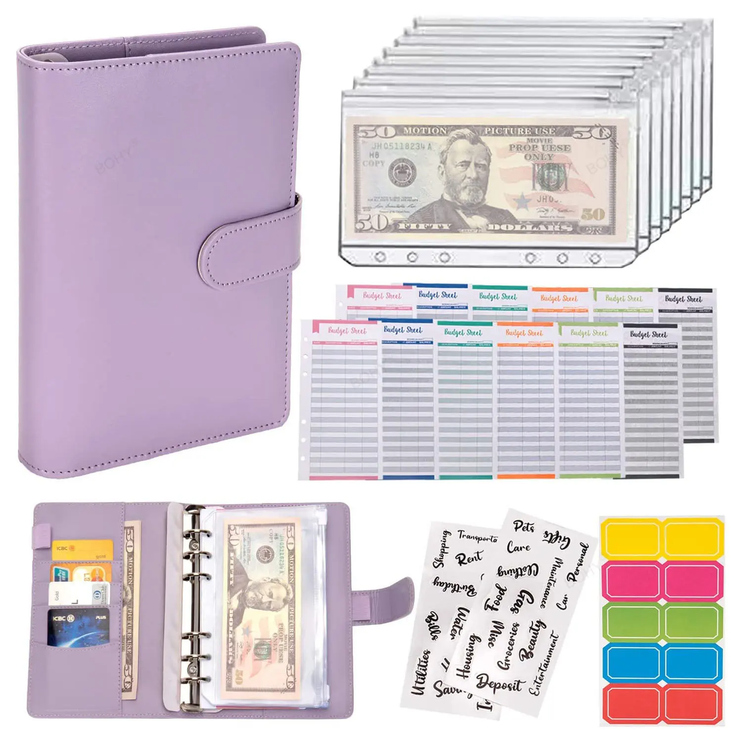 A6 Macaron Colorful Money Budget Planner Binder Zipper Envelopes Cash Envelopes For Budgeting Money Organizer For Budget Binde budget binder notebook budget binder cash envelopes