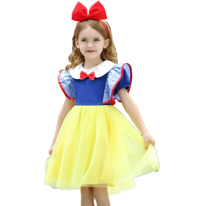 

Halloween Gown Children Party Birthday Bowknot Clothing 2-10Y Girl Snow White Cosplay Dress for Kids Aisha Dress Girls Costume