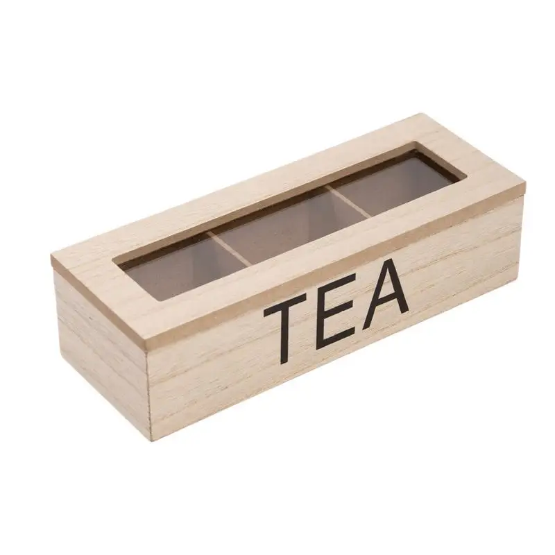 Wooden Tea Bag Organizer with Engraved Compartments