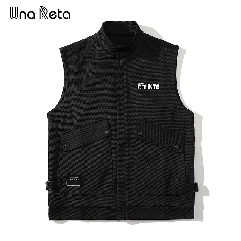 

Una Reta Hip Hop Vest Spring Autumn Men Clothing Sleeveless Stand collar Men's Jackets Streetwear Big Pocket Functional Vest