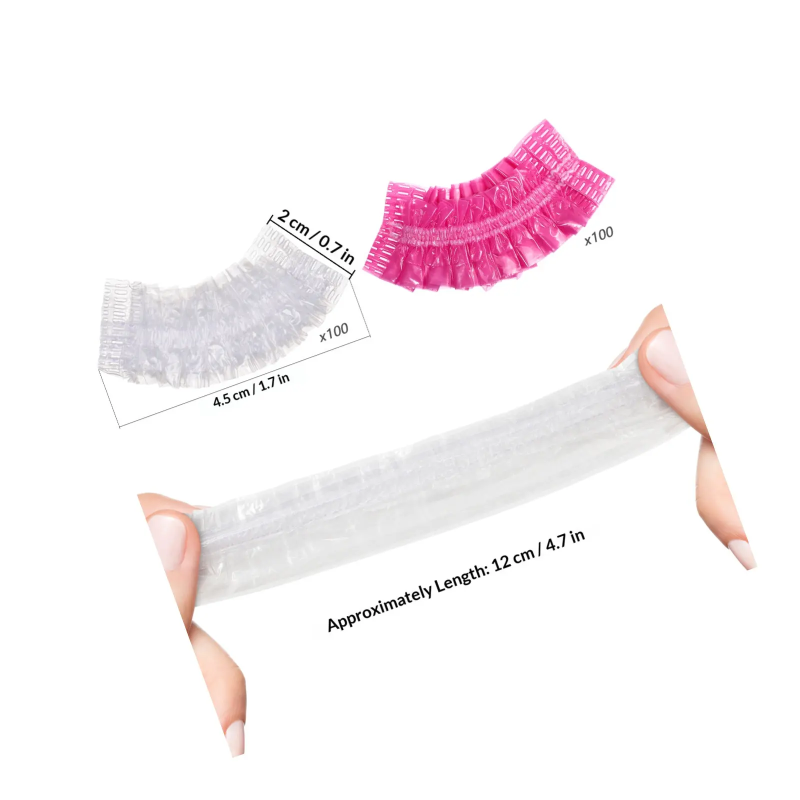 200개 일회용 탄성 투명 귀덮개 (샤워, 염색, 목욕, 세척용)