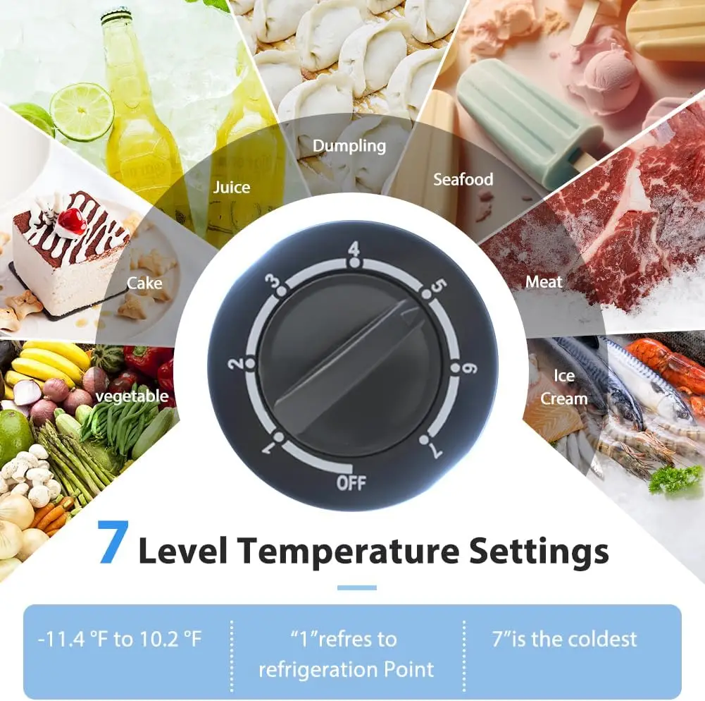 Chest Freezer, Small Deep Freezers Top Door with Removable Basket, 7 Temperature Control Energy Saving, Compact Freezer for Home 2