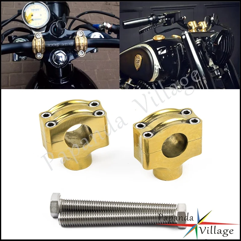 Motorcycle 25Mm Brass Handlebar Handle Bars Riser Universal For Arley Xl883 1200 Honda Kawasaki Suzuki Exc Yzf Crf Cafe Racer