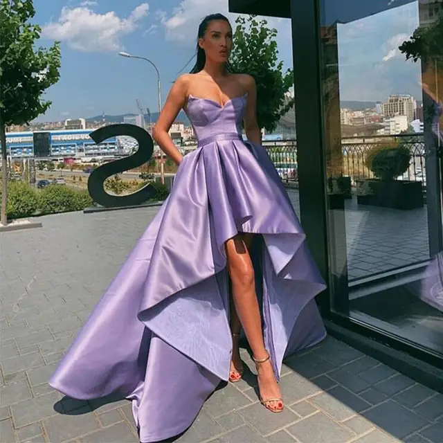 Sexy Event Lavender High Low Plus Size Purple Prom Dresses Simple Satin  Sweetheart Neckline Formal Party Gowns Short Front Back - Prom Dresses -  AliExpress