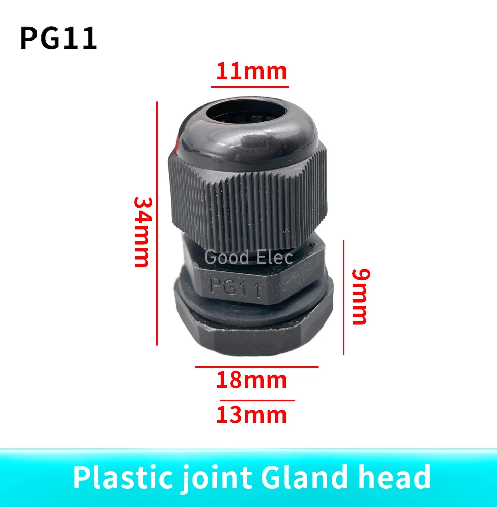 10PCS High Quality IP68 PG11 5-10MM Waterproof Nylon Cable Gland No Waterproof Gasket Plastic Cable Gland