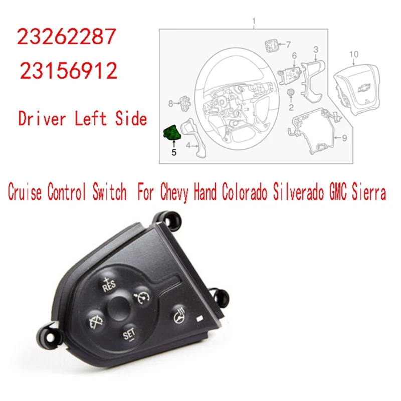 

23262287 AC Delco Cruise Control Switch Driver Left Side For Chevy Hand Colorado Silverado GMC Sierra 23156912 Accessories
