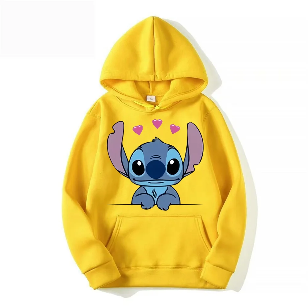 Disney Stitch Cartoon Anime Women Pullover Spring Autumn Men Oversized Hoodie 2024 Fashion Casual Couple Sweatshirt Clothes Tops 5