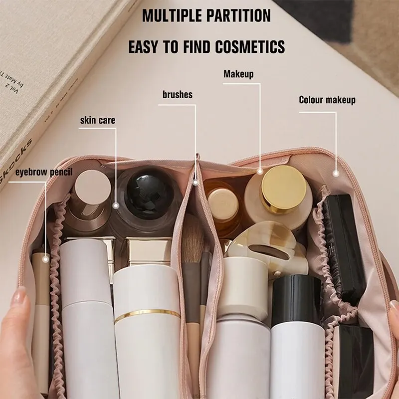 Large-Capacity Travel Cosmetic Bag Portable Leather Makeup Pouch Women Waterproof Bathroom Washbag Multifunction Toiletry Kit