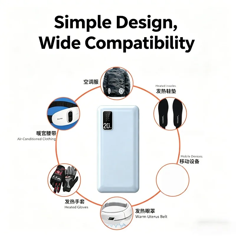 10000/20000mAh 7.4V 12V 아이폰용 에어컨 가열 의류 전용 보조 배터리, 가열 장갑, 모바일 보조 배터리