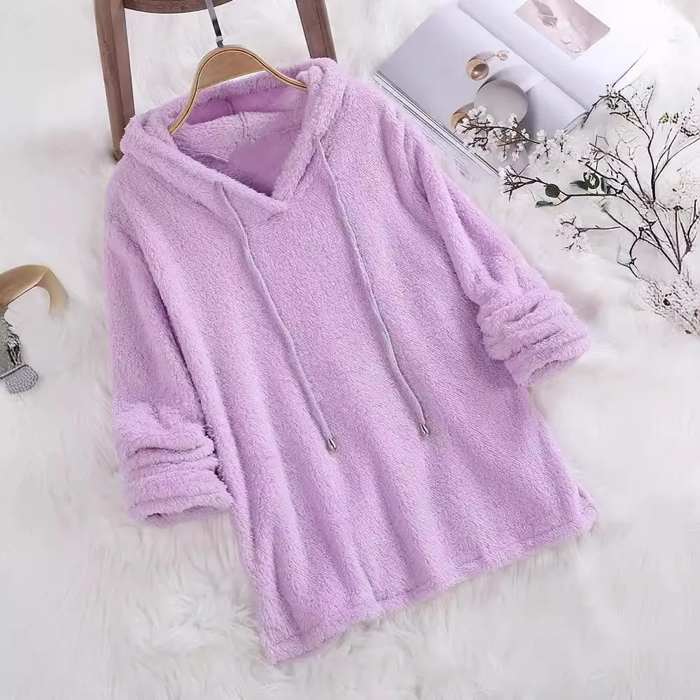 Women Casual Velvet Hoodie Sweatshirt