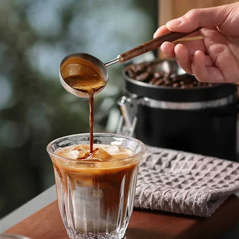 304 Stainless Steel Coffee Bean Measuring Spoons Walnut Handle Long Handle 3/8/23ML Scoop kitchen measuring spoons,measuring spoon set,electronic measuring spoon,measuring cup and spoon set