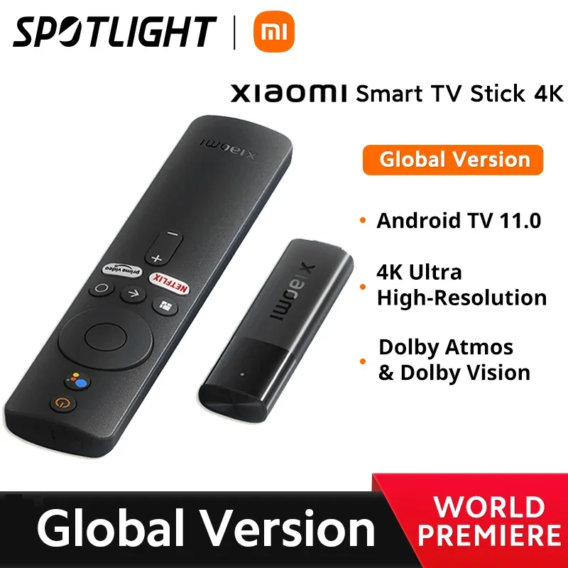 TV Stick Global Version Xiaomi Mi TV Stick 4K Android 11 BT5.0 TV Dongle Portable Streaming Media Multi Language