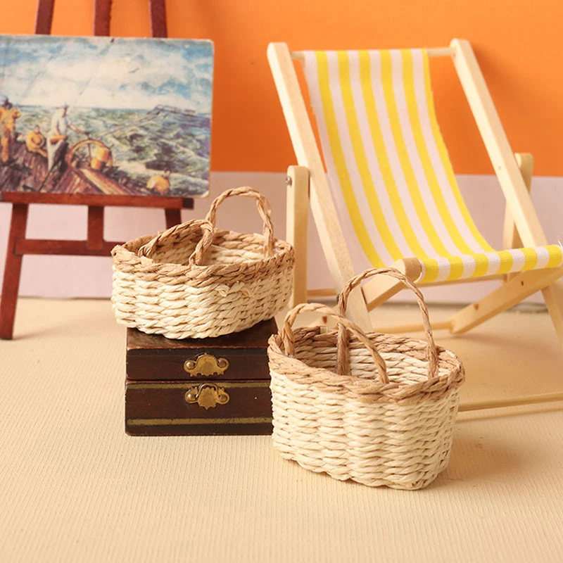 

1:12 Dollhouse Miniature Storage Basket Vegetable Food Woven Frame Kitchen Model Decor Toy Doll House Accessories 1pc