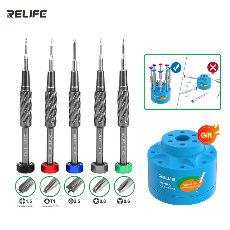 Tournevis Dynamométrique RELIFE RL-723 - 5 Embouts Interchangeables - Précision 0,5 Kgfcm Pour Réparation Smartphone