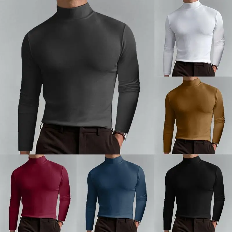 Camiseta De Cuello Alto Manga Corta Hombre Moda Casual